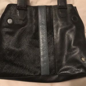 Elliot Lucca black real leather calfskin handbag.